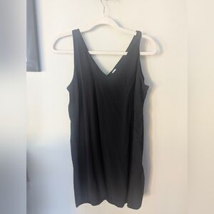Old Navy Black V-Neck Sleeveless Midi Slip Dress